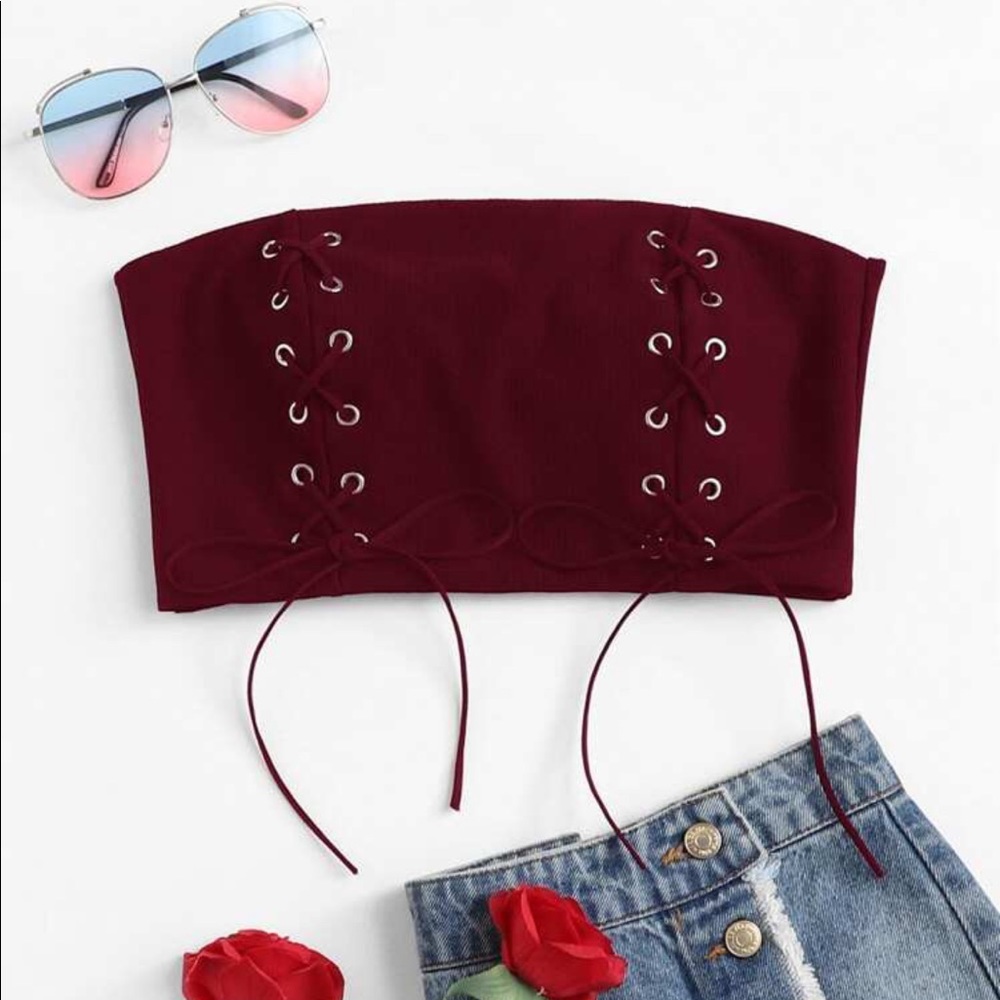 Lace Up Crop Tube Top